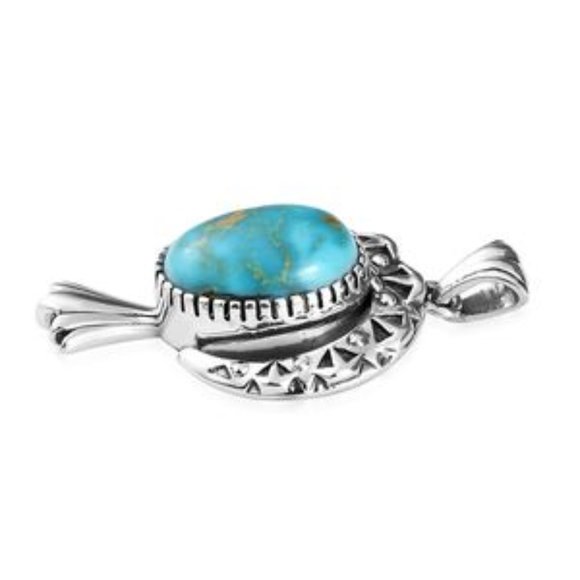 South Hill Turquoise Pendant in Sterling Silver on 18" Sterling Silver Chain NWT - Picture 7 of 8
